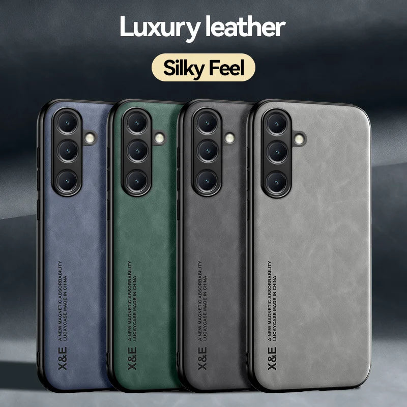 Samsung Galaxy Luxury Leather Case With Magnetic Plate Support