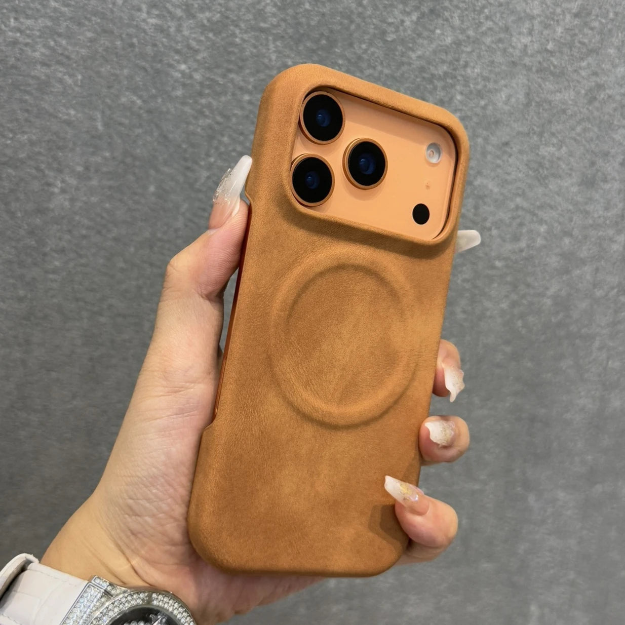 Apple iPhone Luxury Sheepskin Feel Leather Magsafe Case