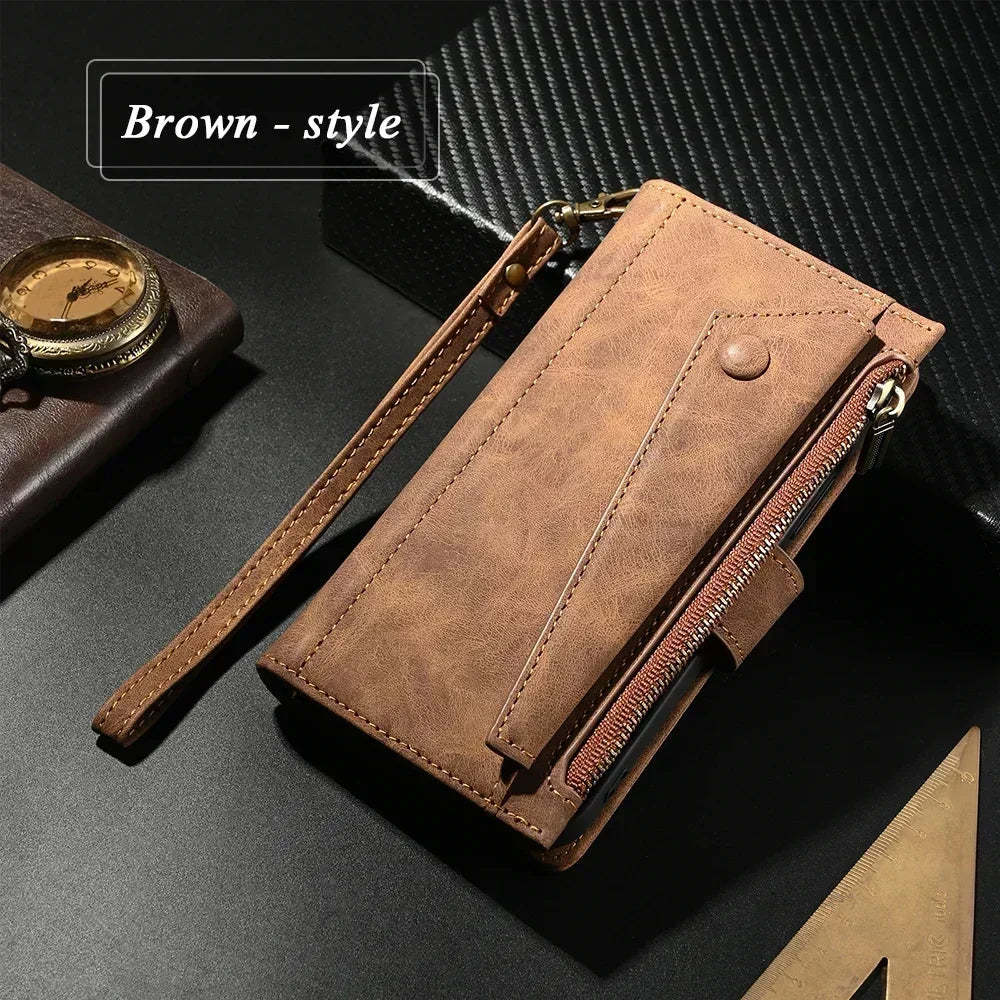 Honor Leather RFID Crossbody Wallet Case for Honor 400 Pro 5G 2025 Luxury 8 Card Nero