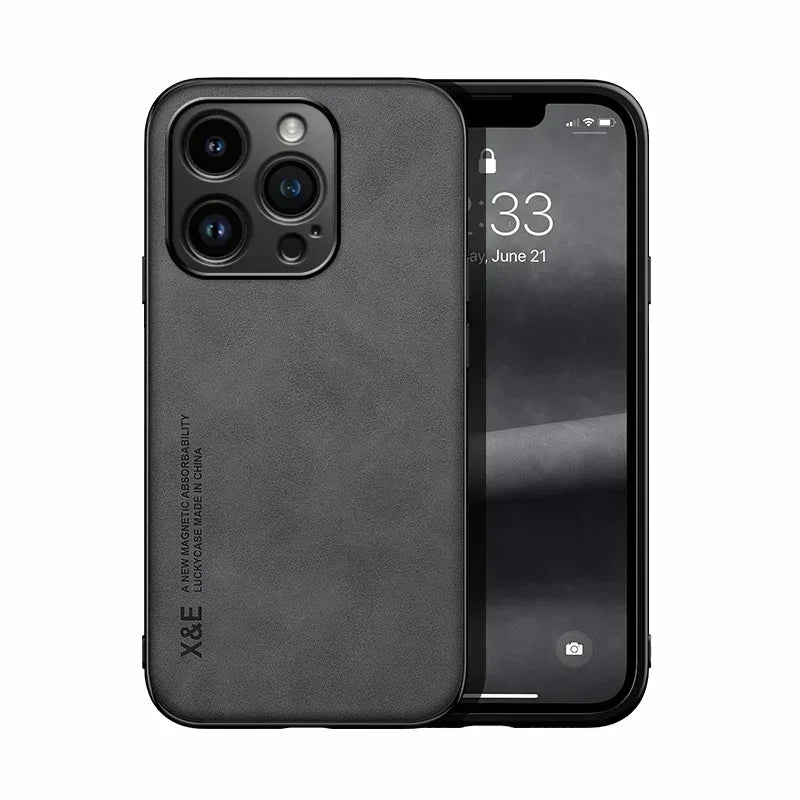 Apple iPhone Luxury Leather Case With Magnetic Plate Support Car Hold