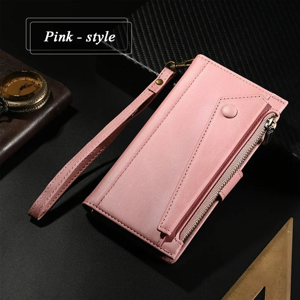 OPPO Reno Series Zipper Leather Flip Wallet Case