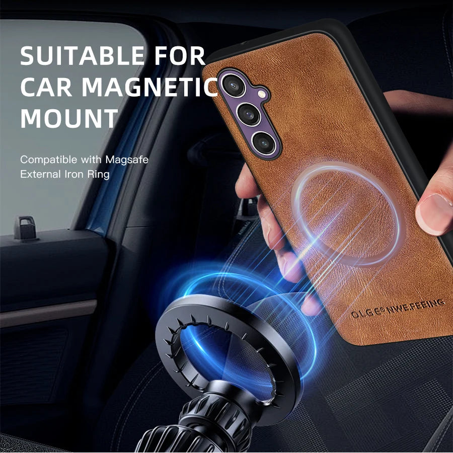 Samsung Galaxy Leather Magsafe Wireless Charging Phone Case