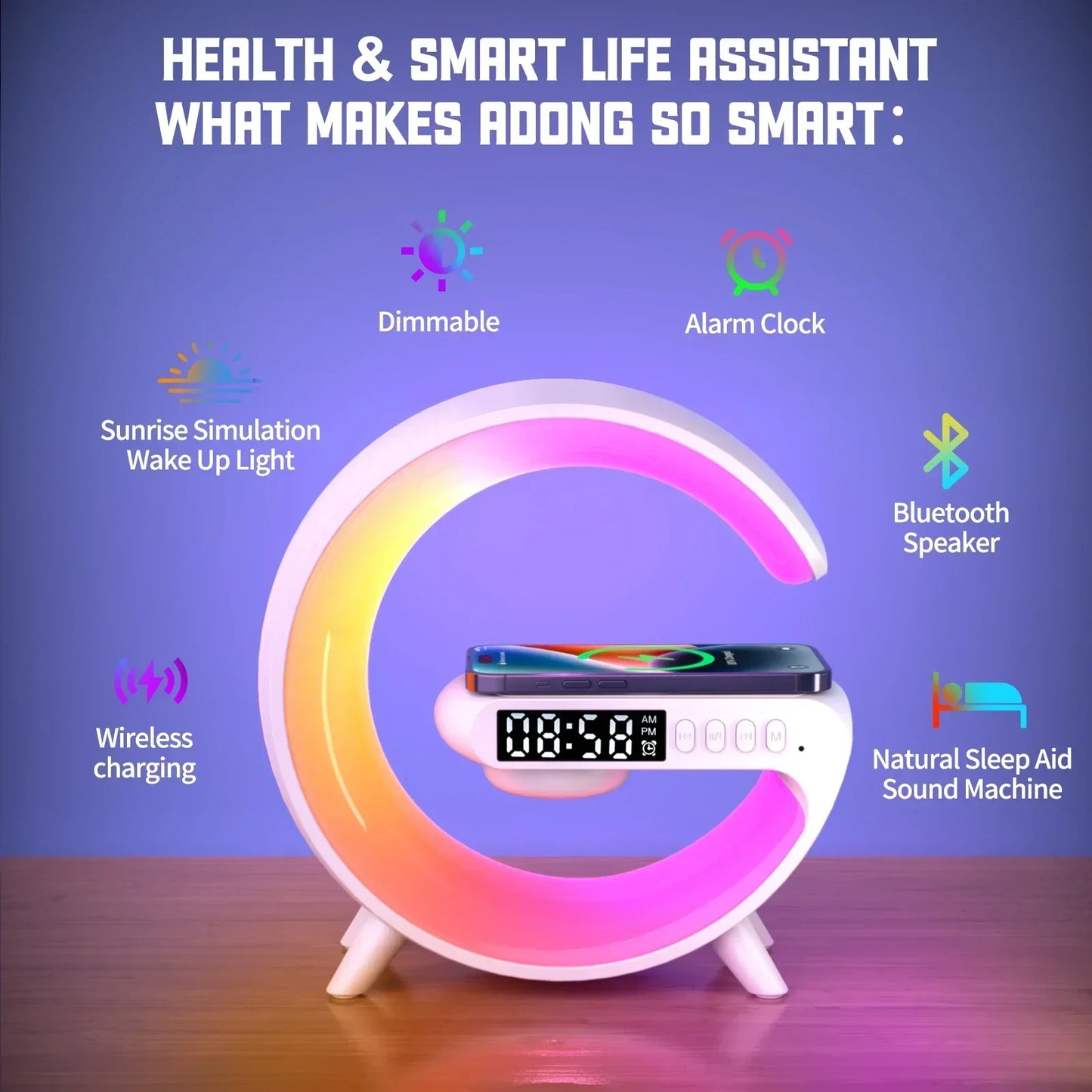 Apple & Android - Wireless Charger Stand Pad & Alarm Clock