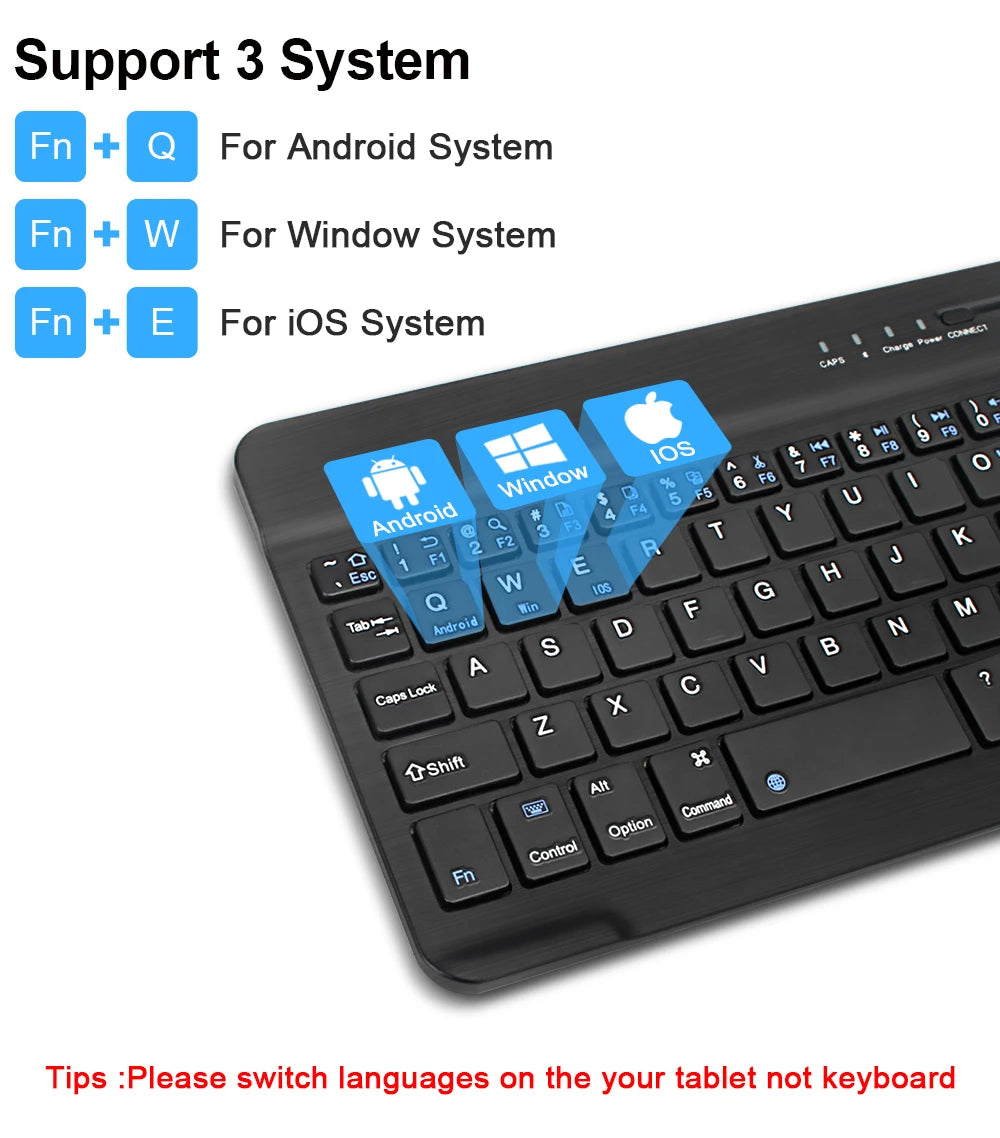 Bluetooth Wireless Keyboard & Mouse For Apple, Android, Windows Tablets