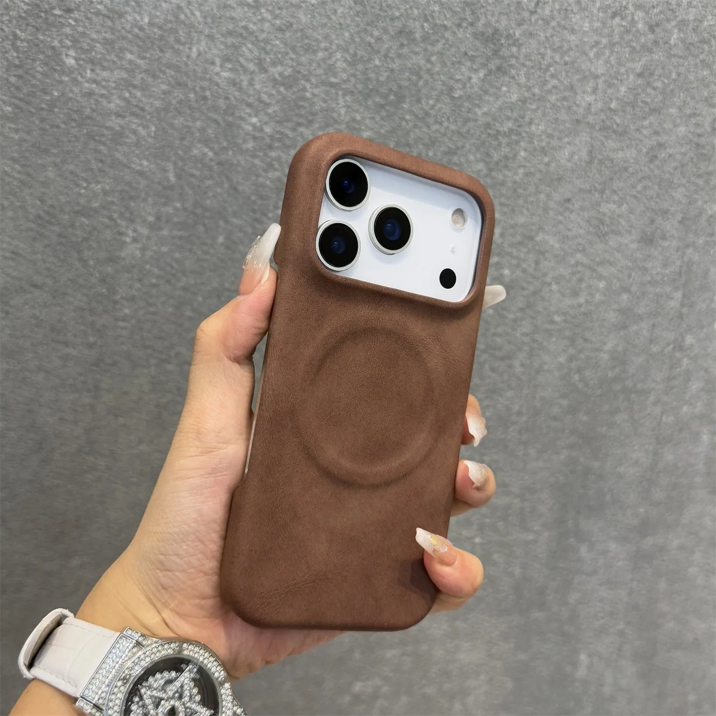 Apple iPhone Luxury Sheepskin Feel Leather Magsafe Case