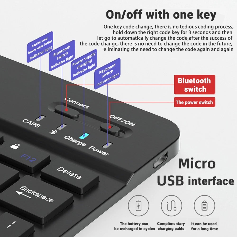 Bluetooth Wireless Keyboard & Mouse For Apple, Android, Windows Tablets