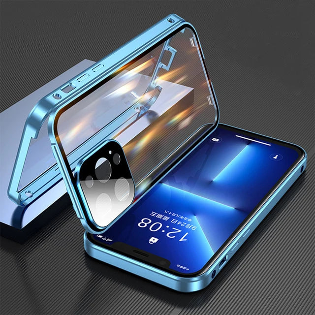Apple iPhone 360° Full Protection Metal Magnetic Snap Lock Phone Case
