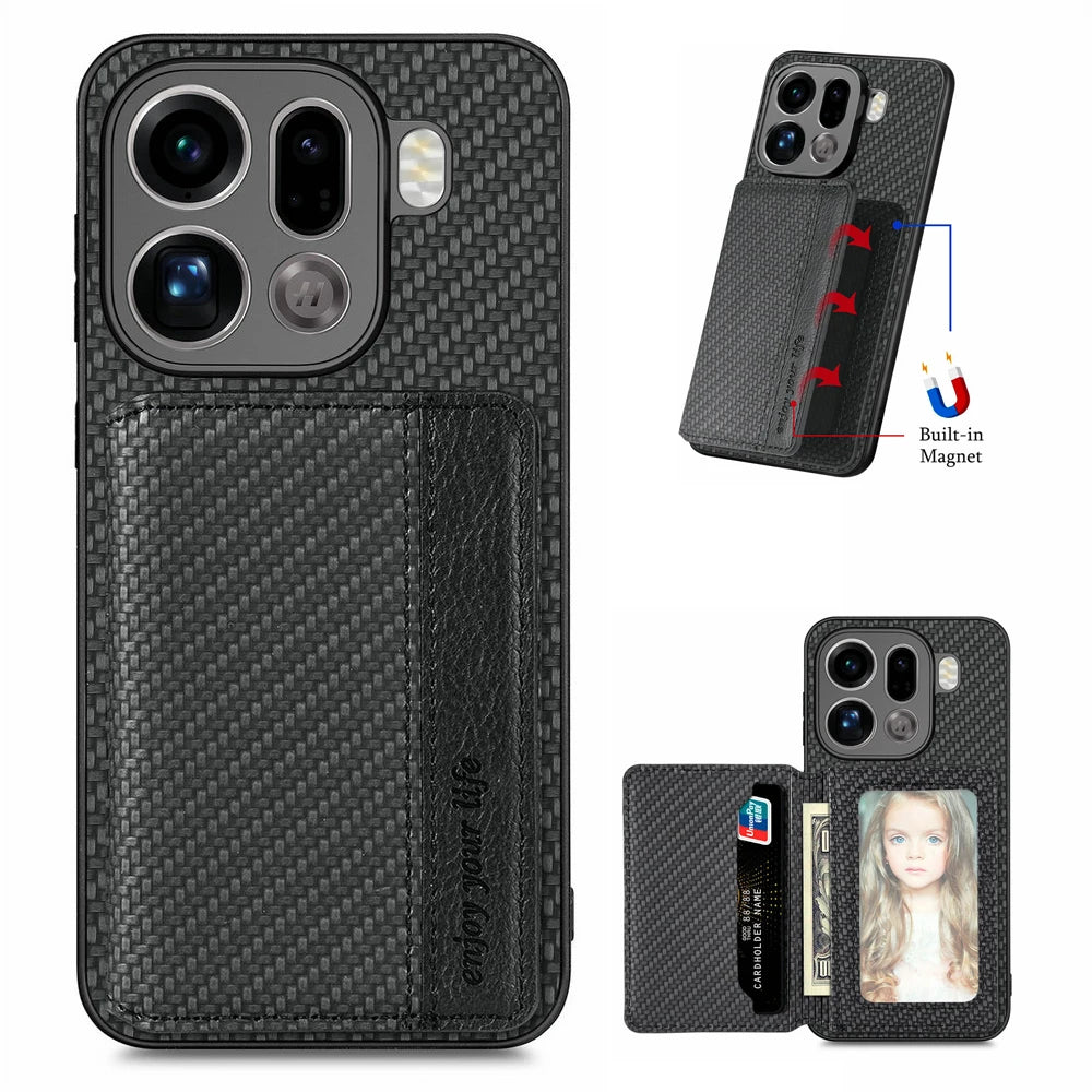 OPPO Leather Card Wallet Case Anti Theft For Find X9 Pro X7 X8 5G