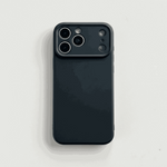 Apple iPhone case in matte black with a smooth finish and raised camera surround featuring multiple lens cutouts