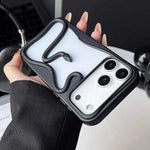Apple iPhone case with a black raised snake design, textured matte edges and a clear back around the triple camera