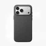 Apple iPhone woven MagSafe case in charcoal black with a fine textured fabric finish and raised camera surround
