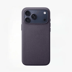 Apple iPhone case in charcoal gray with a fine woven texture and raised camera opening with protective edges