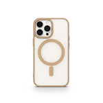 Apple iPhone clear magnetic case with a beige border and matching MagSafe ring and camera surround