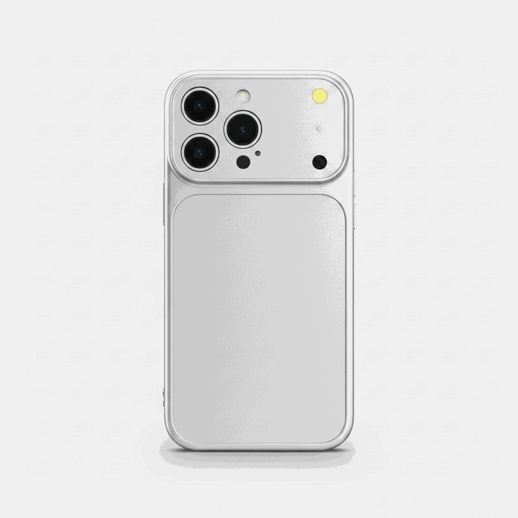 Apple iPhone case in clear transparent material with a raised camera lens guard and precise cutouts