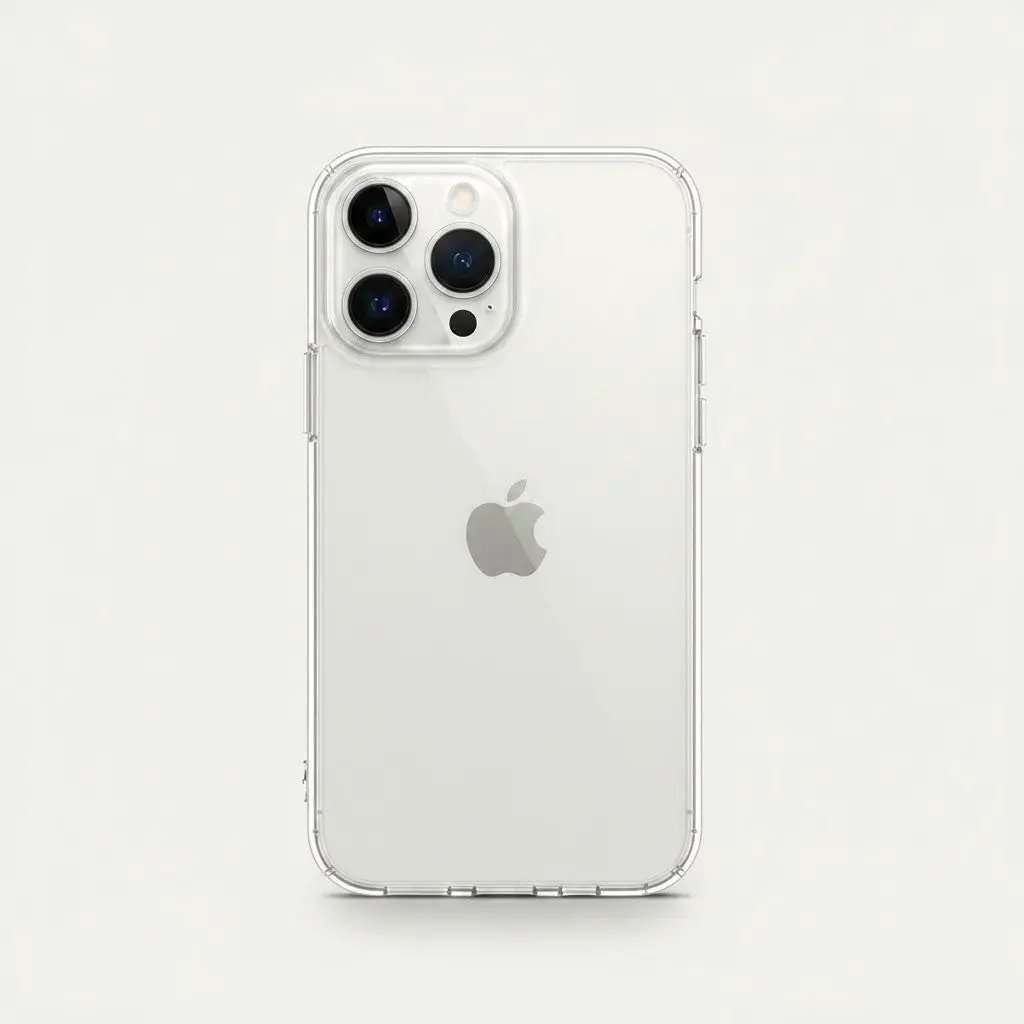 Apple iPhone - Clear Case in transparent flexible material with a raised camera lens guard and clear edges