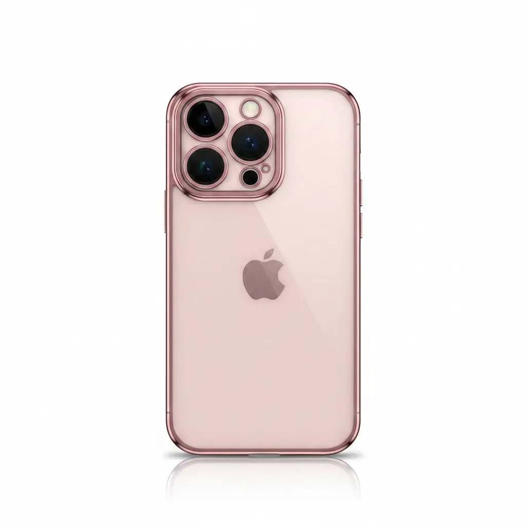 Apple iPhone - Clear Case in transparent flexible material with a rose-pink tint and raised camera lens protection