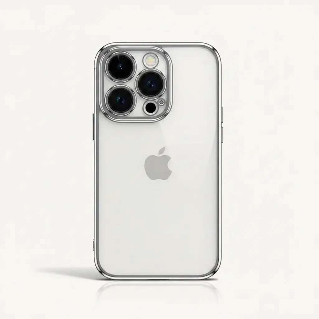 Apple iPhone in a clear soft-touch case with a slim shockproof design, raised edges and precise camera cutouts