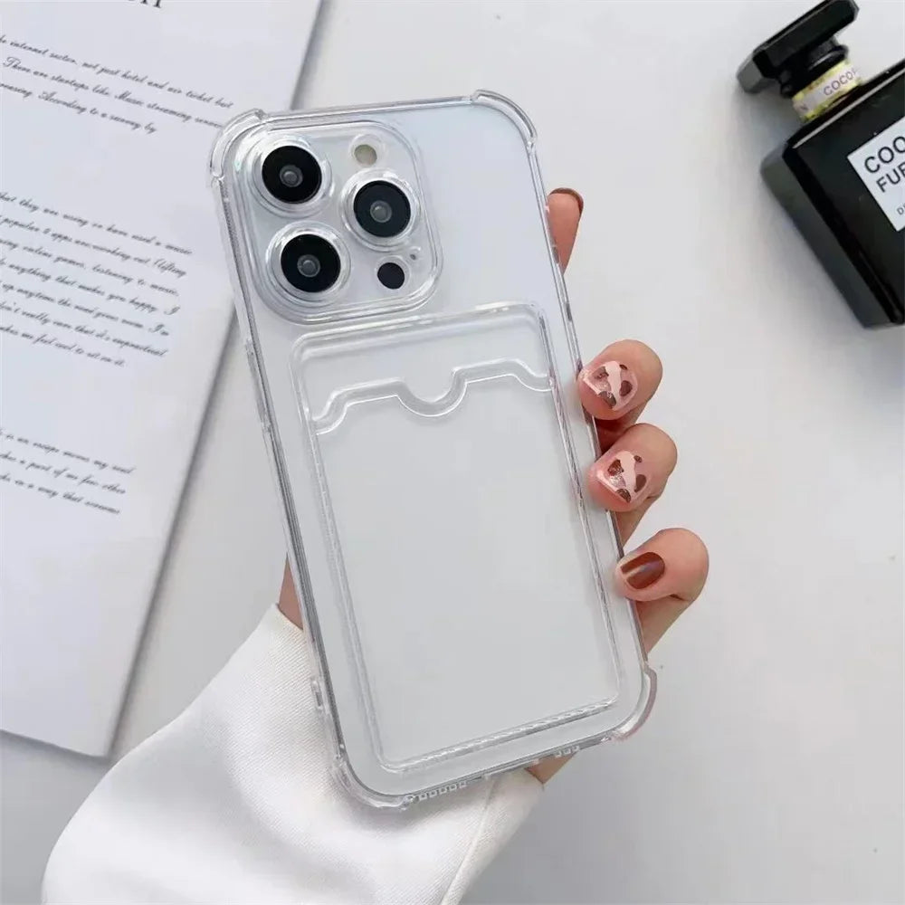 Apple iPhone - Clear Shockproof Case with Card Slot