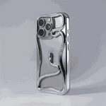 Apple iPhone case in clear silver with a raised, textured 3D snake design and slim protective edges
