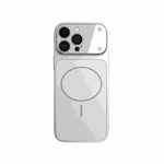 Apple iPhone MagSafe case in clear silver with a slim shell, circular magnetic ring and raised camera protector