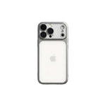 Apple iPhone - Frosted Shockproof Case with a clear frosted back, silver-gray protective edges, and raised camera guard