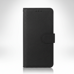 Apple iPhone - Genuine Leather black flip case with a textured finish, stitched edges and secure side closure