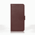 Apple iPhone - Genuine Leather flip case in burgundy brown with a finely textured finish, stitched edges and tab closure