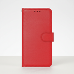 Apple iPhone - Genuine Leather flip case in bright red textured material with stitched edges and a snap closure