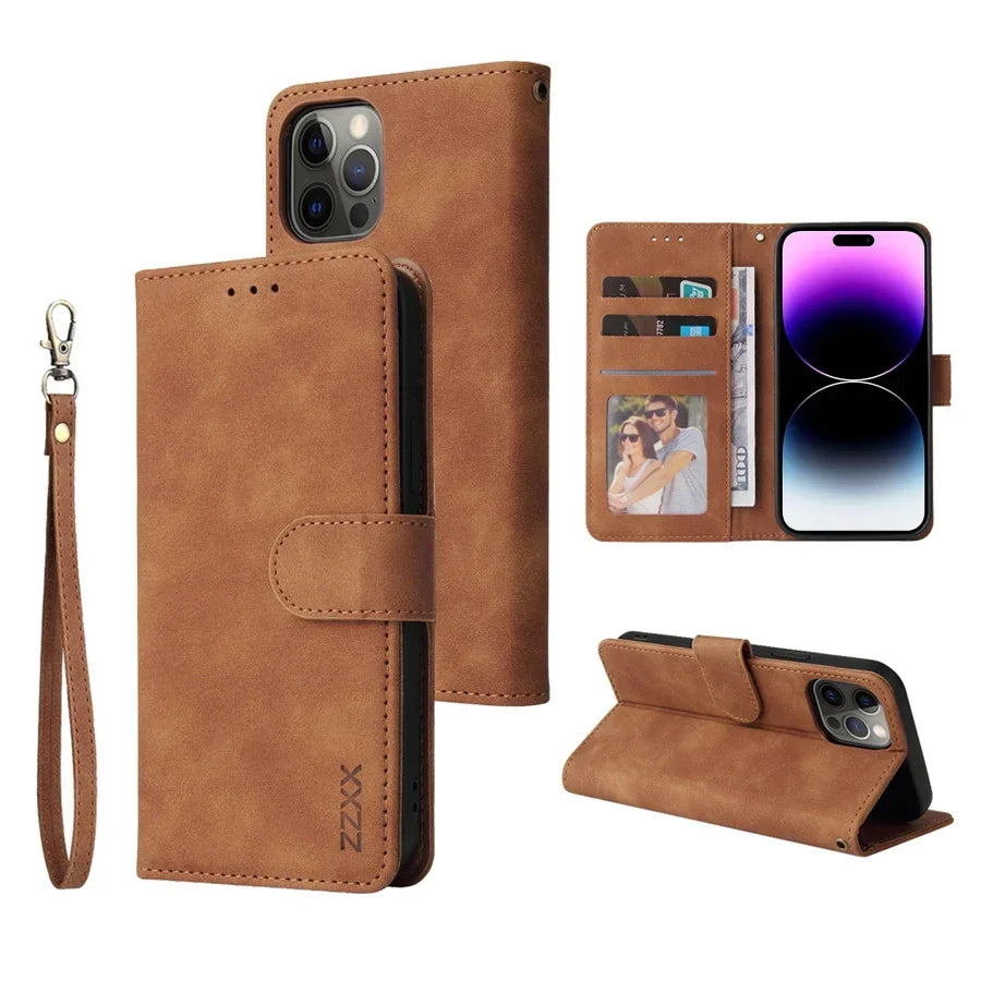 Apple iPhone - Leather Case With Card Slots & Magnetic Closure