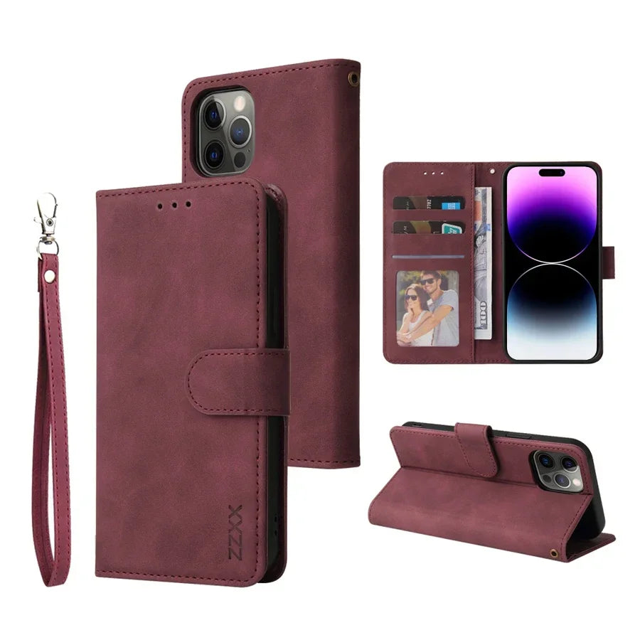 Apple iPhone - Leather Case With Card Slots & Magnetic Closure