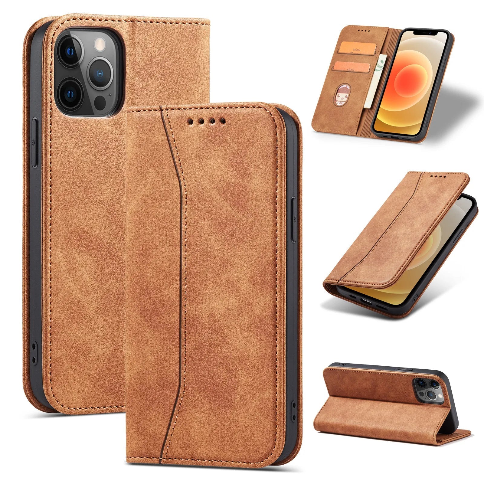 Apple iPhone - Leather Flip Wallet Case With Card Slot