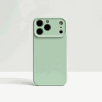 Apple iPhone case in pale mint green with a smooth silicone finish and raised camera surround for lens protection