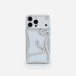 Apple iPhone case in pearly silver with a matte finish and raised 3D snake design wrapping around the back