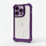 Apple iPhone - Premium MagSafe Clear Case with a clear back, purple bumper, white magnetic ring and raised camera guard