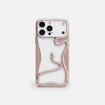 Apple iPhone case in rose gold with a raised 3D snake design, matte finish and protective camera border