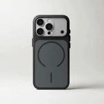 Apple iPhone - Ultra Thin Metallic MagSafe Case in dark grey with a matte finish, raised black bumper and visible magnetic ring