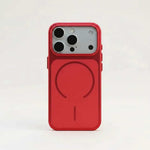 Apple iPhone - Ultra Thin Metallic MagSafe Case in red with a slim hard shell, raised camera rim, and MagSafe ring