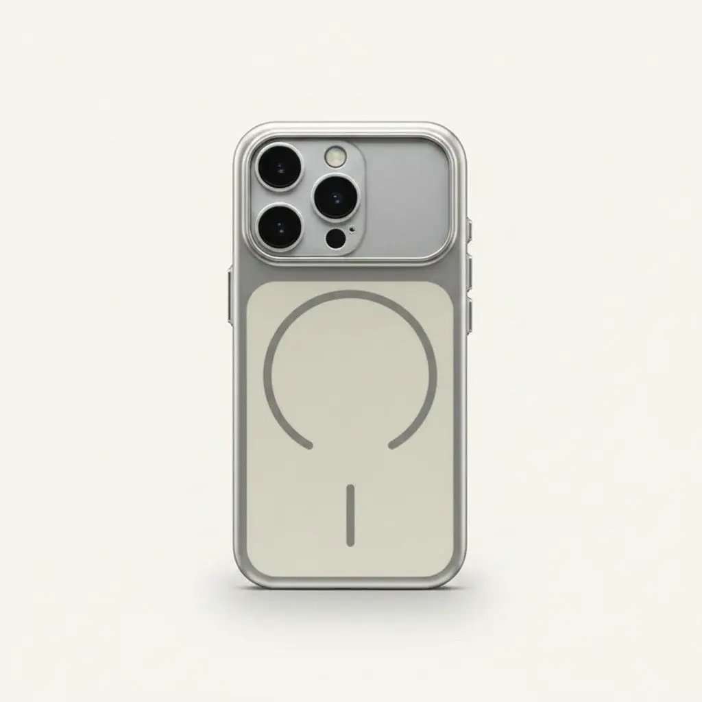Apple iPhone - Ultra Thin Metallic MagSafe Case in silver with a clear hard back, metallic edges and visible MagSafe ring