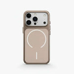 Apple iPhone - Ultra Thin Metallic MagSafe Case in taupe with a slim metallic rim and white MagSafe ring