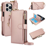 Apple iPhone - Zipper Leather Wallet Case with Card Slots