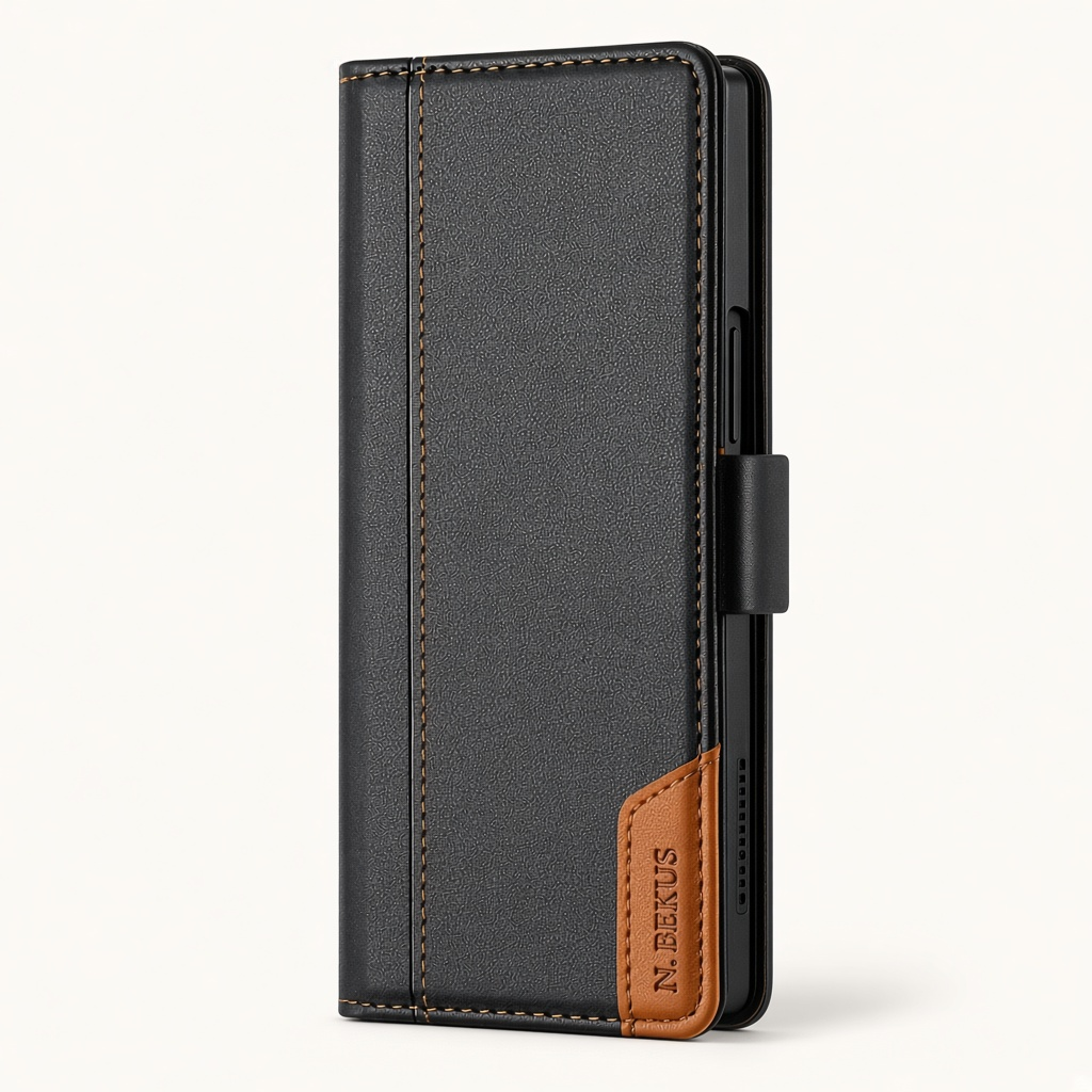 Samsung Galaxy Z Fold - Leather-Look Magnetic Flip Wallet Case by Mobile Supplies Online