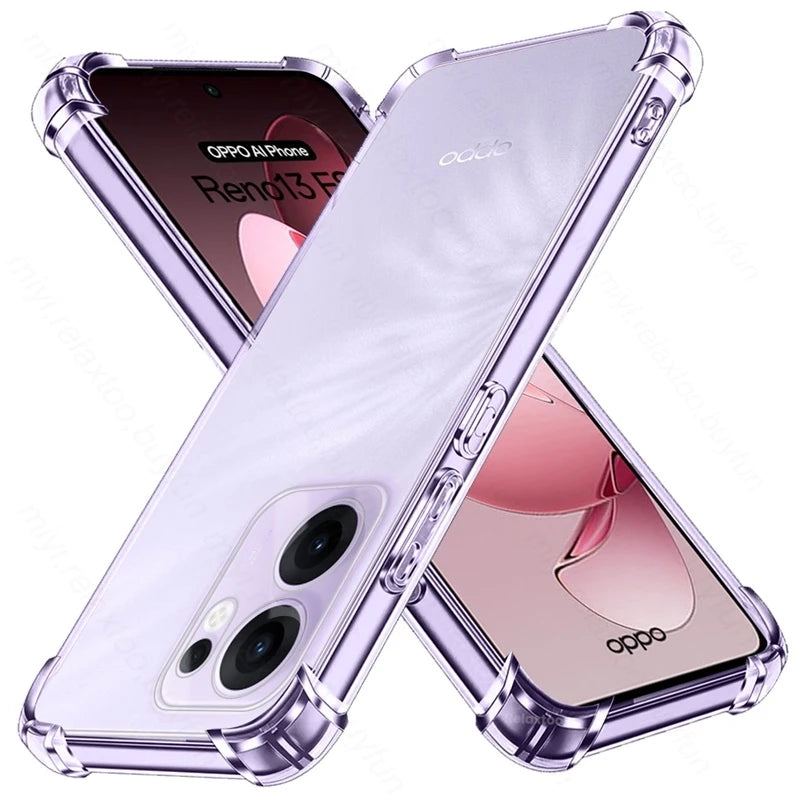 OPPO Clear Shockproof Silicone Case for Reno 13 14 5G Transparent