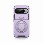 Google Pixel - Armor Case in translucent lavender with a rugged shell, raised camera rim and circular folding ring stand
