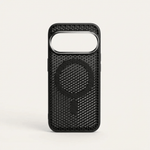 Google Pixel magnetic phone case in black with a textured mesh back, circular magnetic ring and wide camera cutout