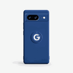 Google Pixel - Durable Liquid silicone phone case in dark blue with a raised circular Google G logo and precise camera cutout