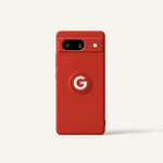 Google Pixel - Durable Liquid silicone case in bright red, with a smooth finish and raised circular white G logo