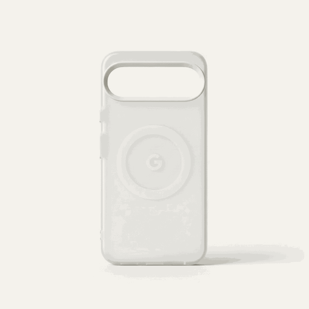 Google Pixel - Frosted Clear Magnetic MagSafe phone case with a translucent matte white finish and circular magnetic ring