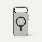 Google Pixel - Frosted Clear Magnetic MagSafe case in translucent gray with a matte finish and black magnetic ring