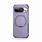 Google Pixel phone case in translucent lavender with black reinforced edges and an integrated circular magnetic ring stand
