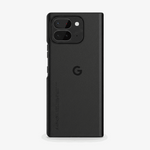 Google Pixel - Leather-Look phone case in black textured matte material, with camera guard and half-wrapped design